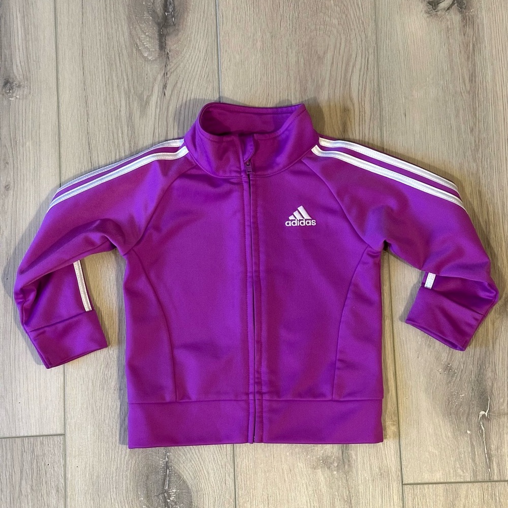 Adidas Toddler Girl Track Jacket | Purple Zip-Up Athletic Jacket